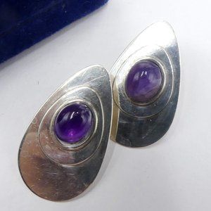 Vintage marked 925 sterling silver & amethyst cab